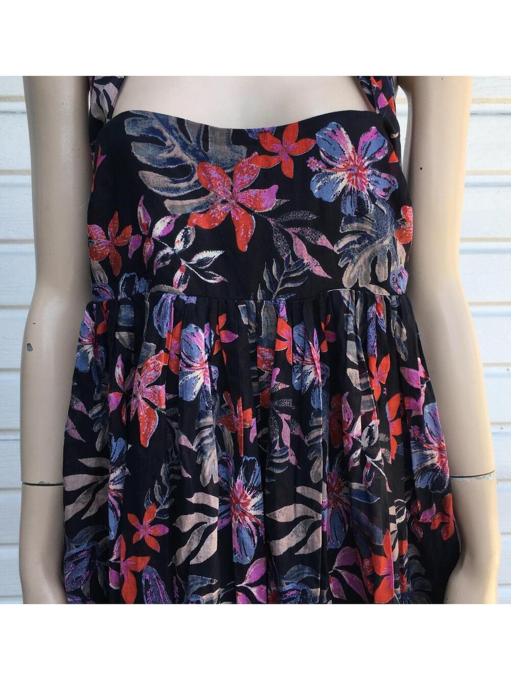 NWT Free People Black Floral Mai Tai Bubble-Hem Convertible Mini-Dress Size M - Picture 3 of 9